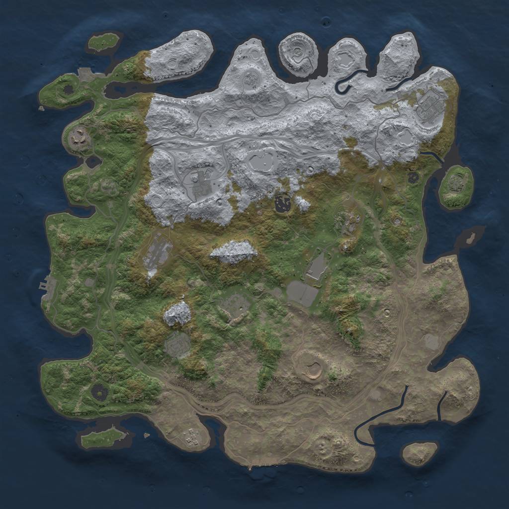 Rust Map: Procedural Map, Size: 4500, Seed: 487062227, 19 Monuments