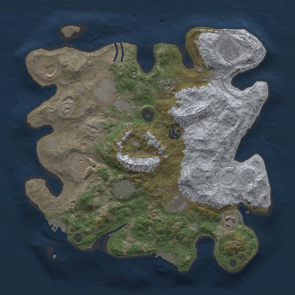 Rust Map: Procedural Map, Size: 3500, Seed: 1035665910, 17 Monuments