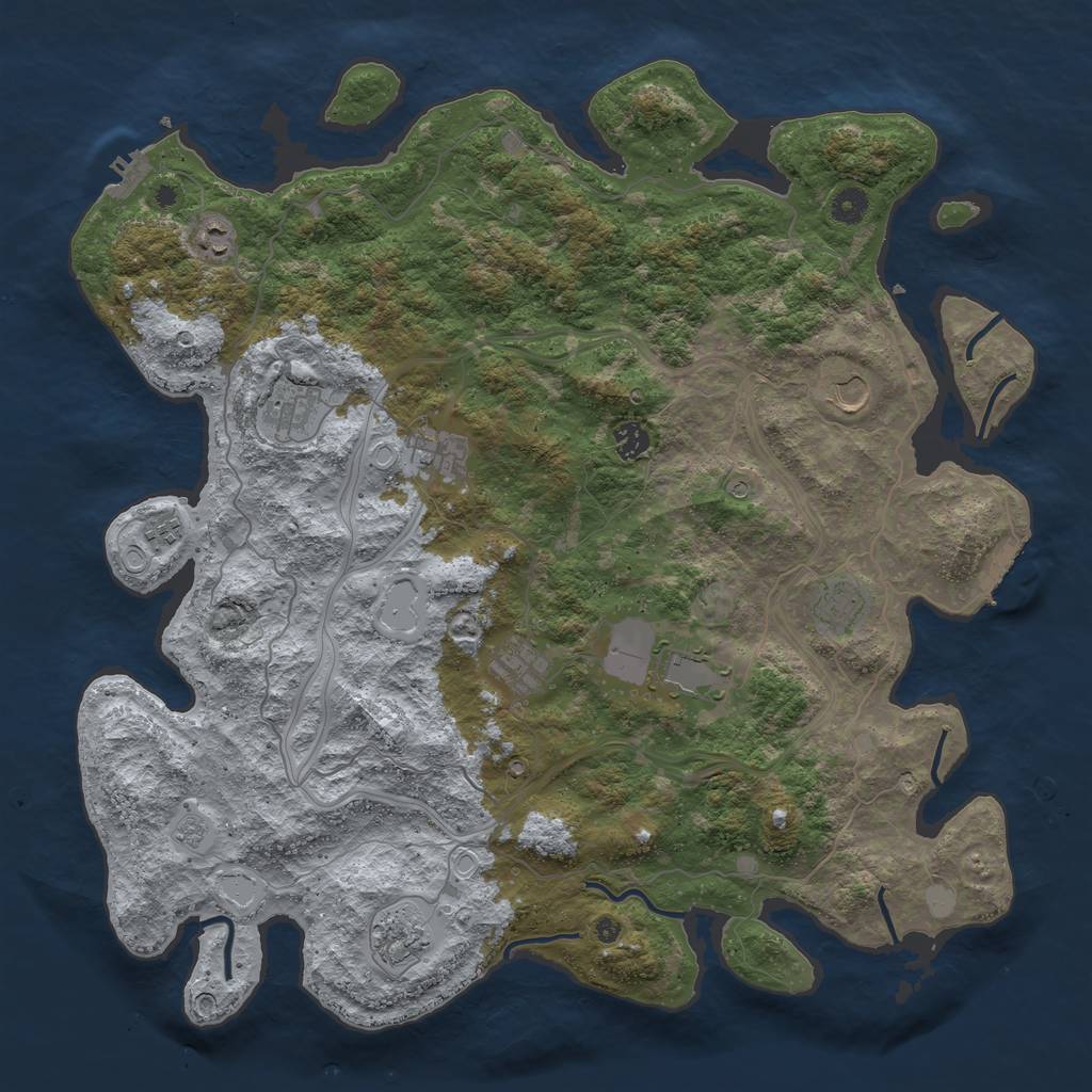 Rust Map: Procedural Map, Size: 4500, Seed: 1758451879, 17 Monuments