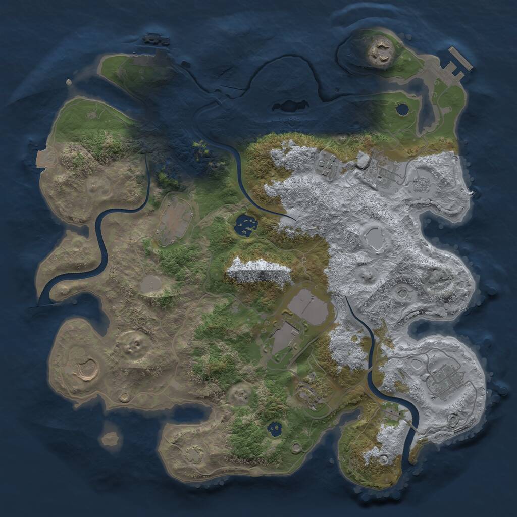 Rust Map: Procedural Map, Size: 3500, Seed: 1441181840, 15 Monuments