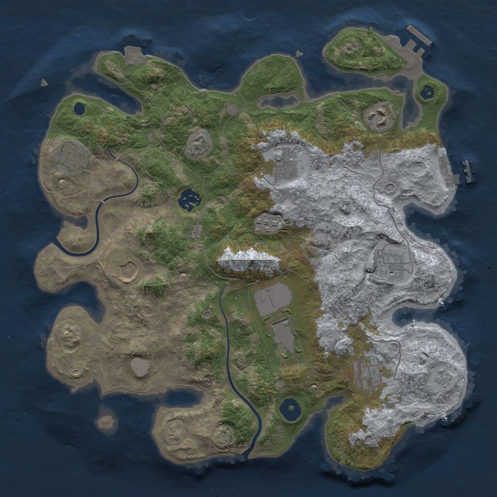 Rust Map: Procedural Map, Size: 3500, Seed: 1441181840, 15 Monuments