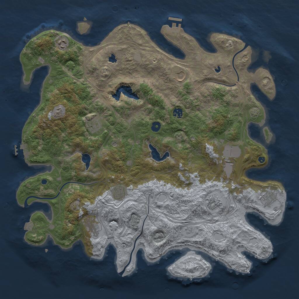 Rust Map: Procedural Map, Size: 4500, Seed: 462685074, 16 Monuments