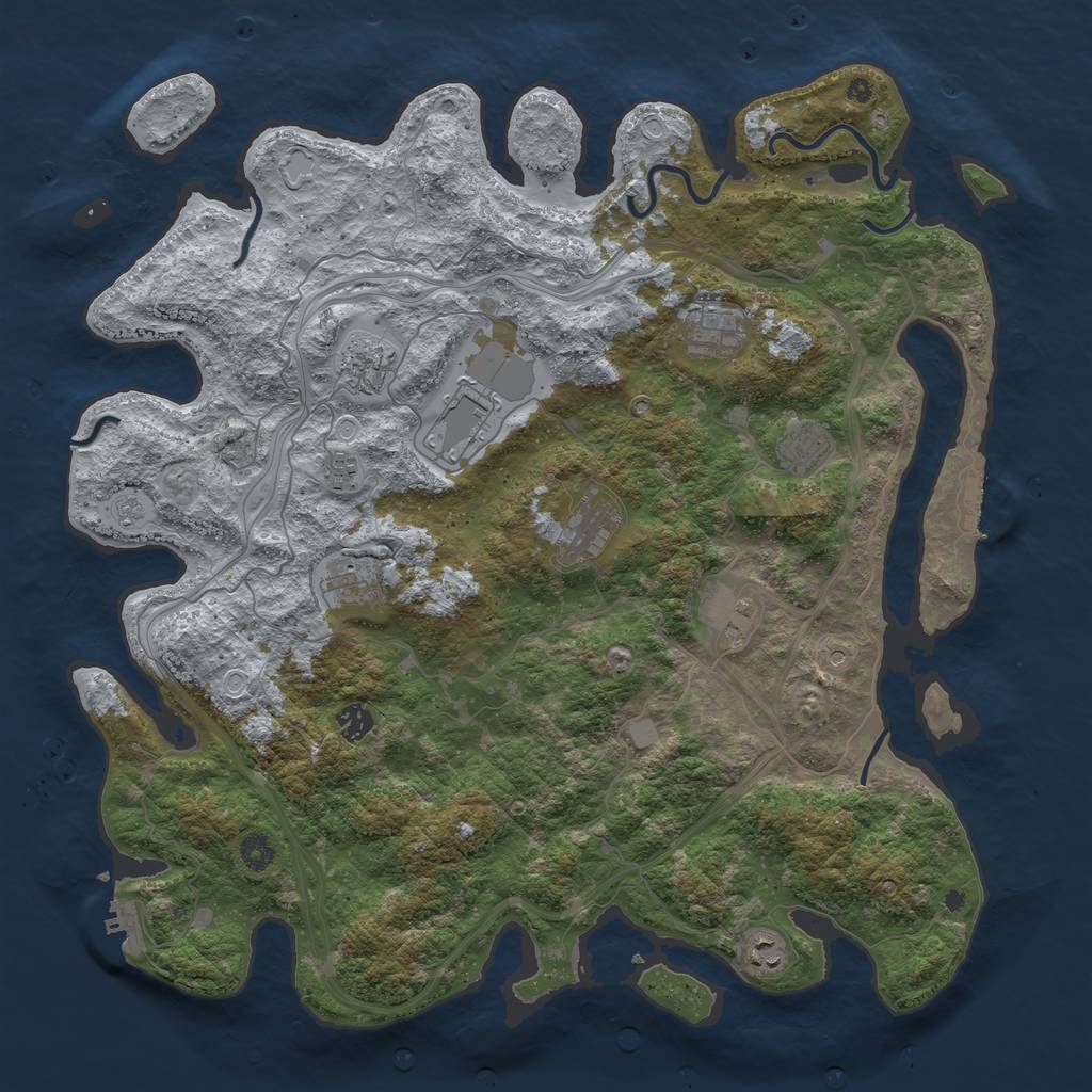 Rust Map: Procedural Map, Size: 4500, Seed: 936613185, 17 Monuments
