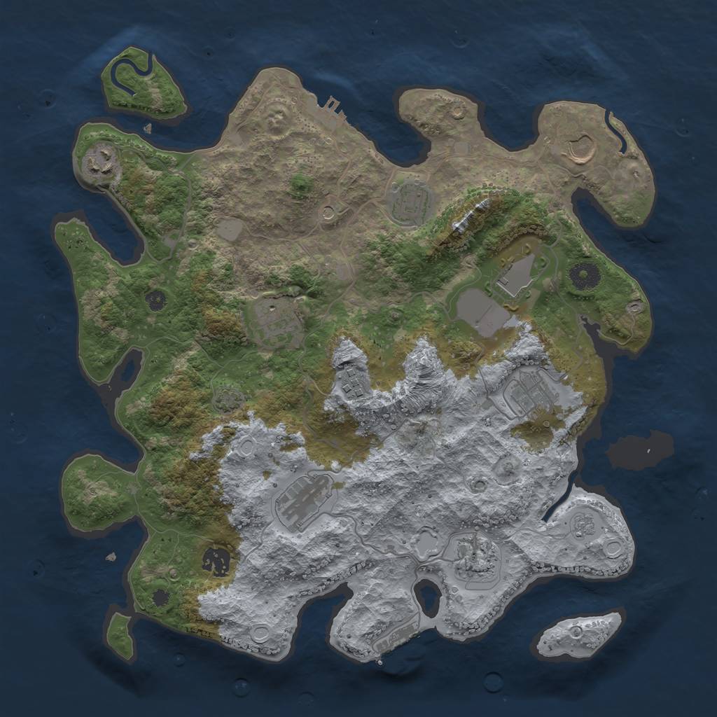 Rust Map: Procedural Map, Size: 3700, Seed: 215144601, 18 Monuments