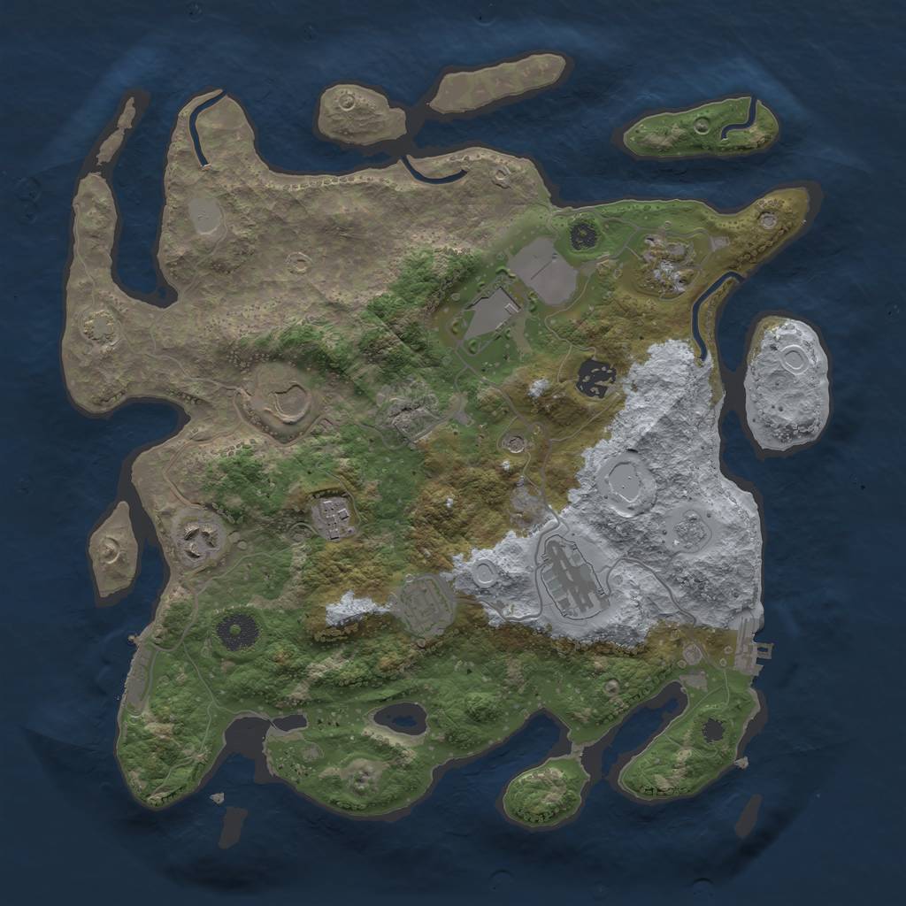 Rust Map: Procedural Map, Size: 3500, Seed: 591705068, 16 Monuments
