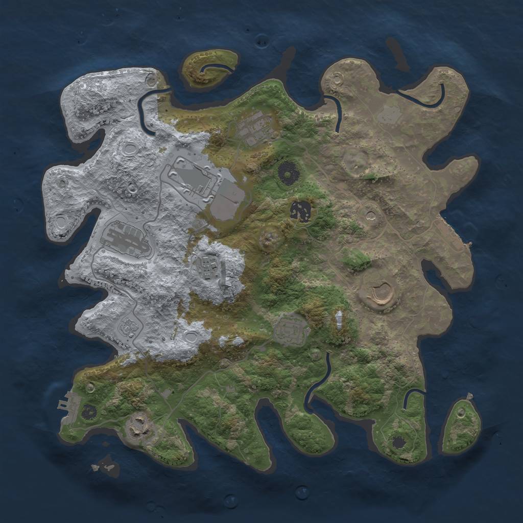 Rust Map: Procedural Map, Size: 3500, Seed: 81875029, 15 Monuments