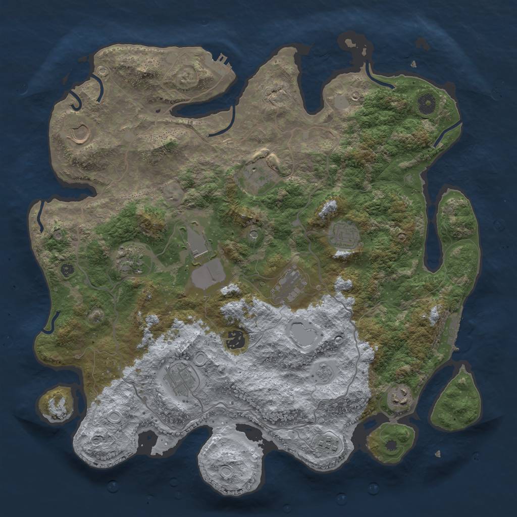 Rust Map: Procedural Map, Size: 4000, Seed: 1057949248, 17 Monuments