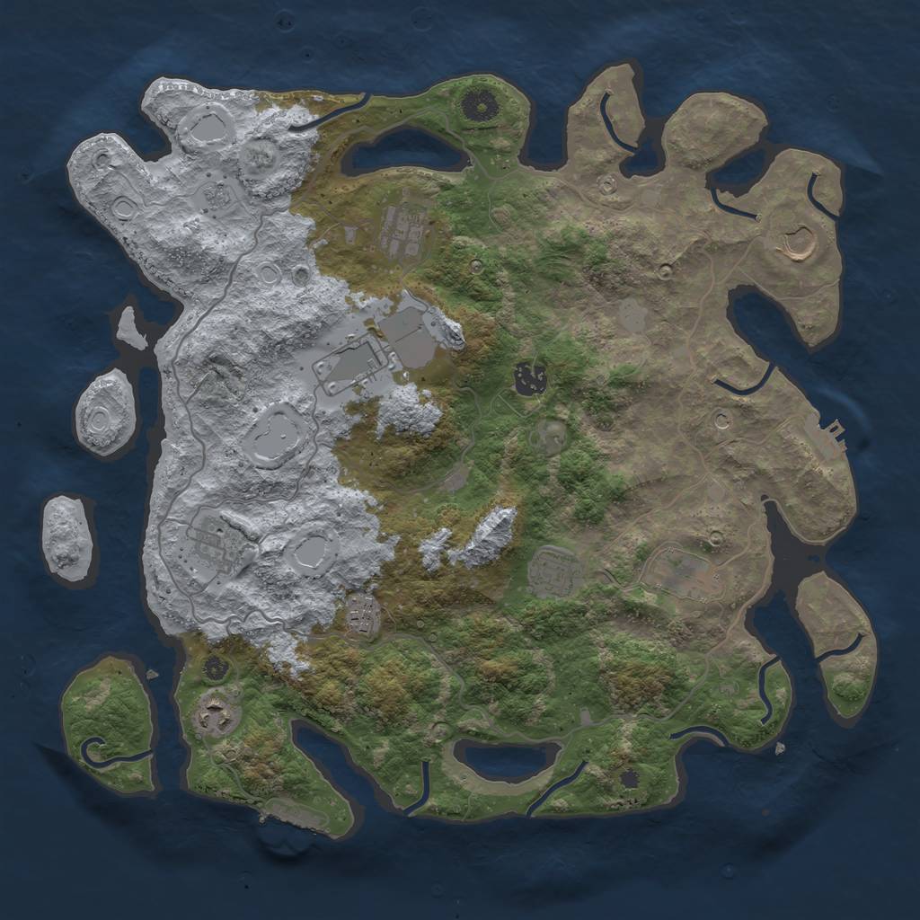 Rust Map: Procedural Map, Size: 4000, Seed: 71377, 16 Monuments