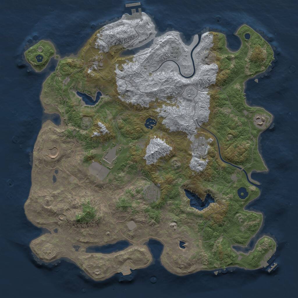 Rust Map: Procedural Map, Size: 4000, Seed: 1135936389, 14 Monuments