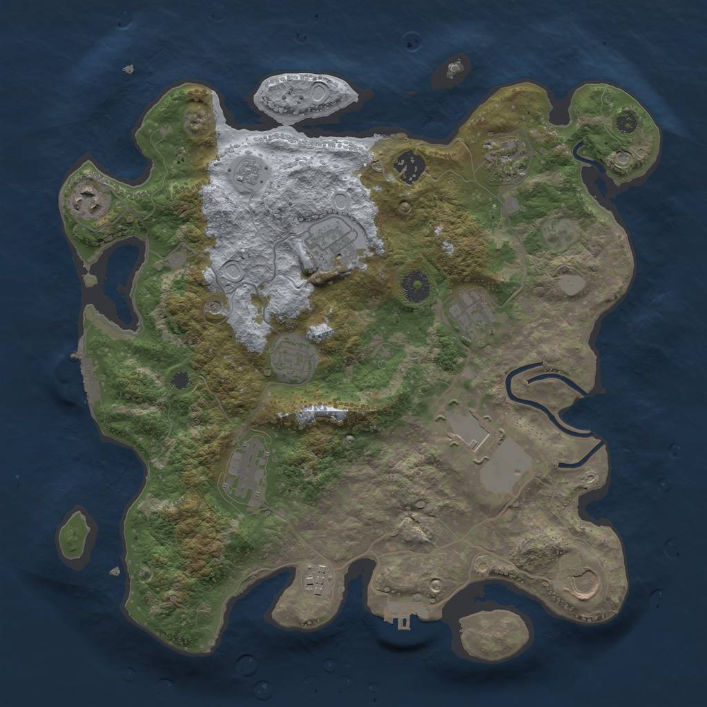 Rust Map: Procedural Map, Size: 3500, Seed: 44612847, 17 Monuments