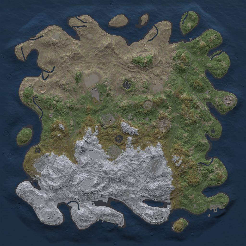 Rust Map: Procedural Map, Size: 4500, Seed: 1162873912, 17 Monuments