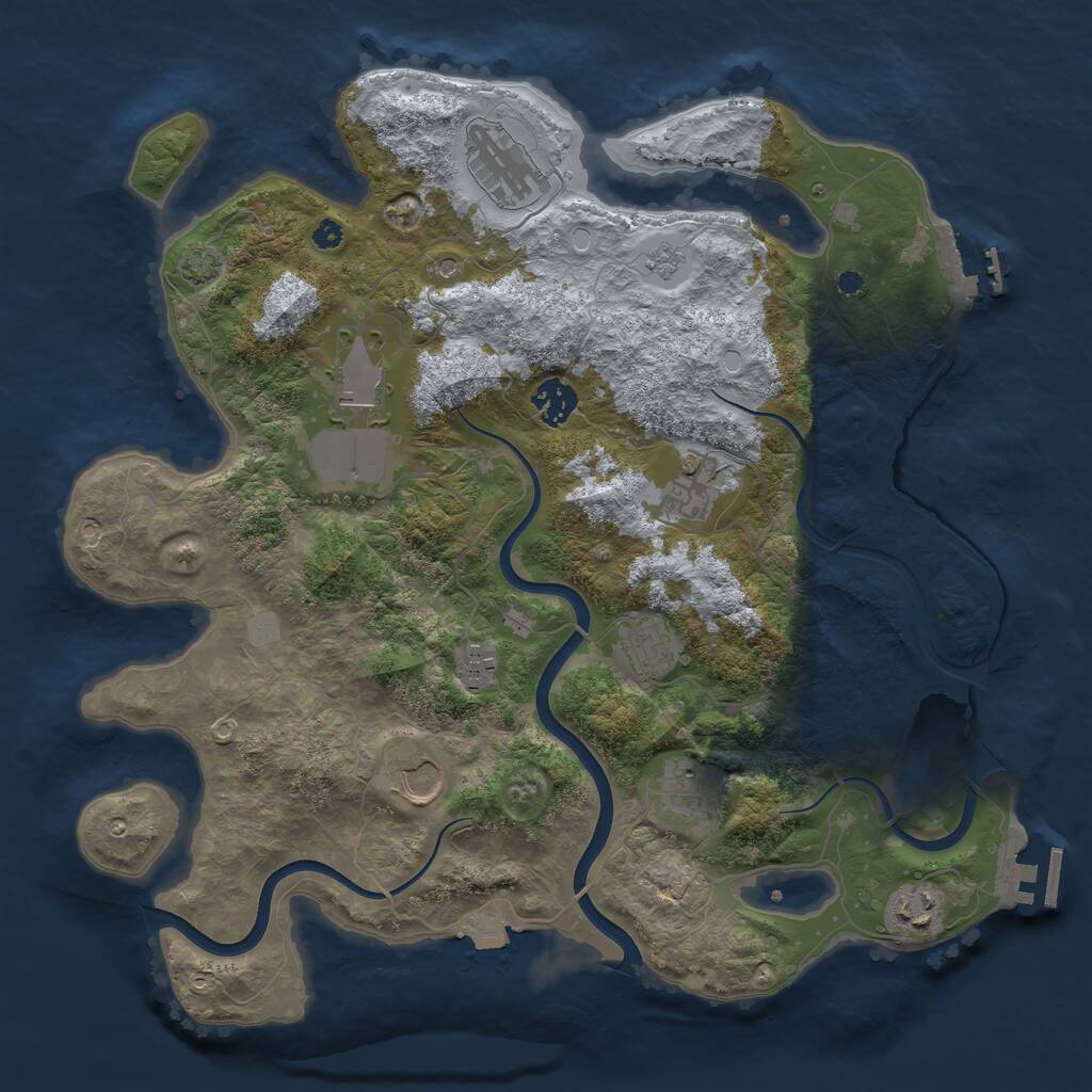 Rust Map: Procedural Map, Size: 3700, Seed: 1201292426, 15 Monuments