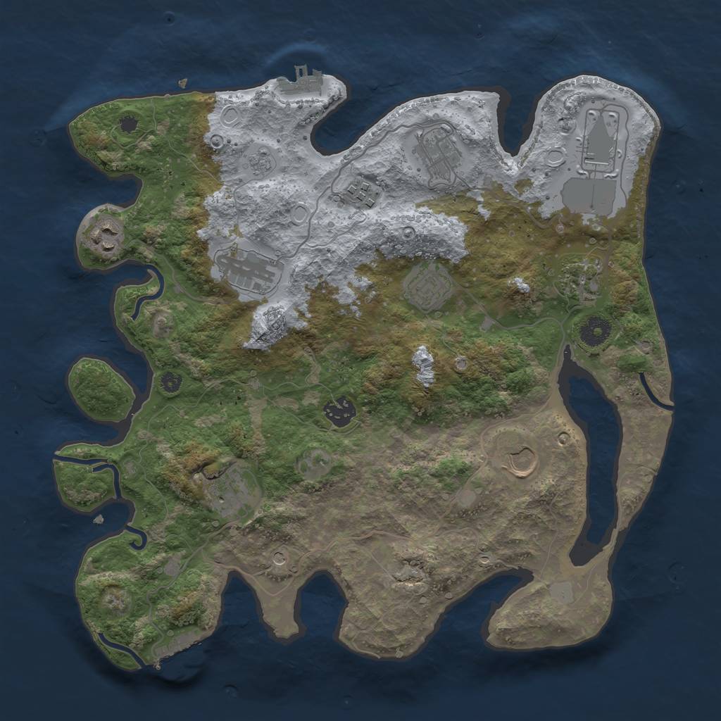 Rust Map: Procedural Map, Size: 3600, Seed: 910302, 17 Monuments