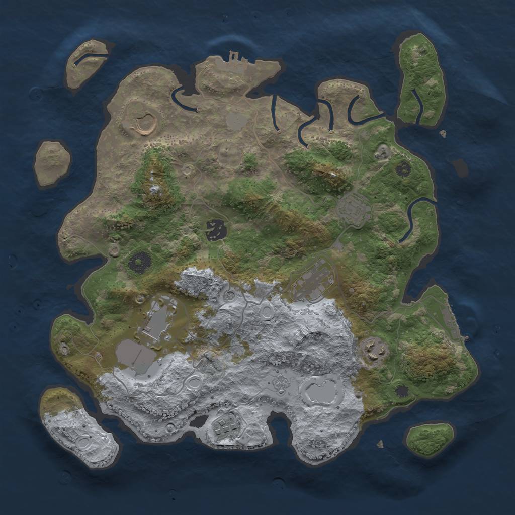 Rust Map: Procedural Map, Size: 3500, Seed: 13566523, 14 Monuments