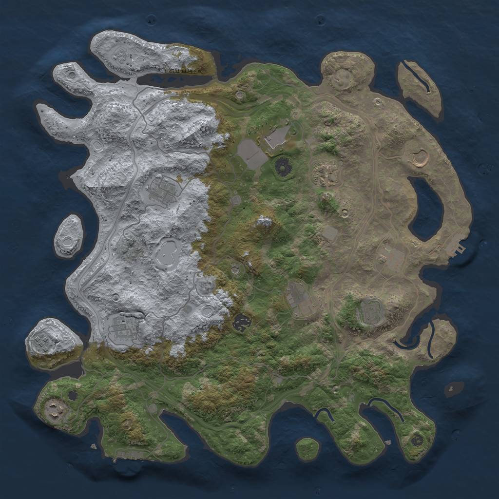 Rust Map: Procedural Map, Size: 4250, Seed: 500941780, 18 Monuments