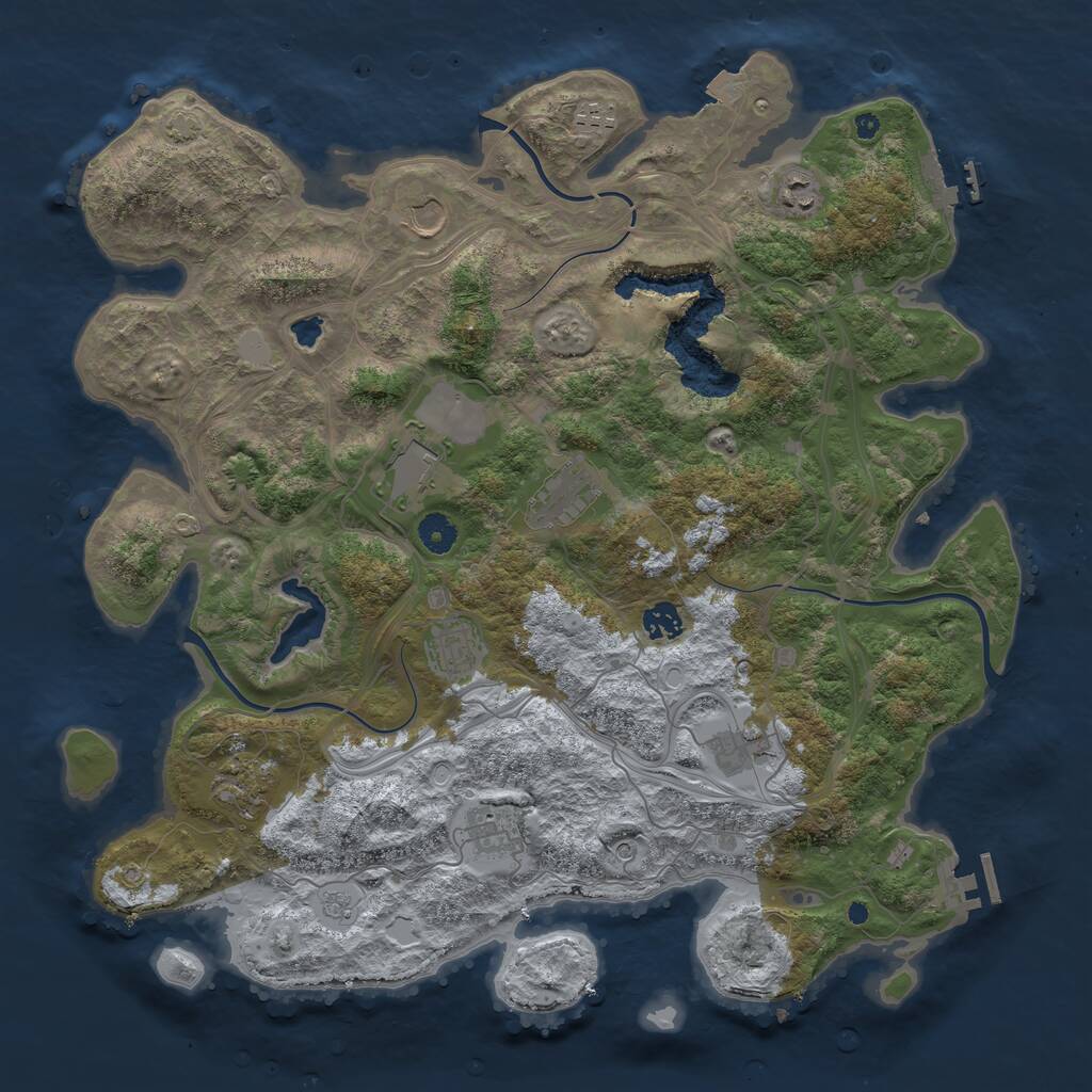 Rust Map: Procedural Map, Size: 4250, Seed: 421624719, 16 Monuments