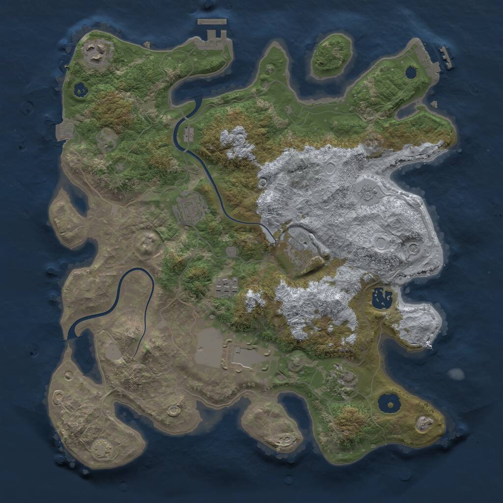 Rust Map: Procedural Map, Size: 3500, Seed: 663701423, 13 Monuments