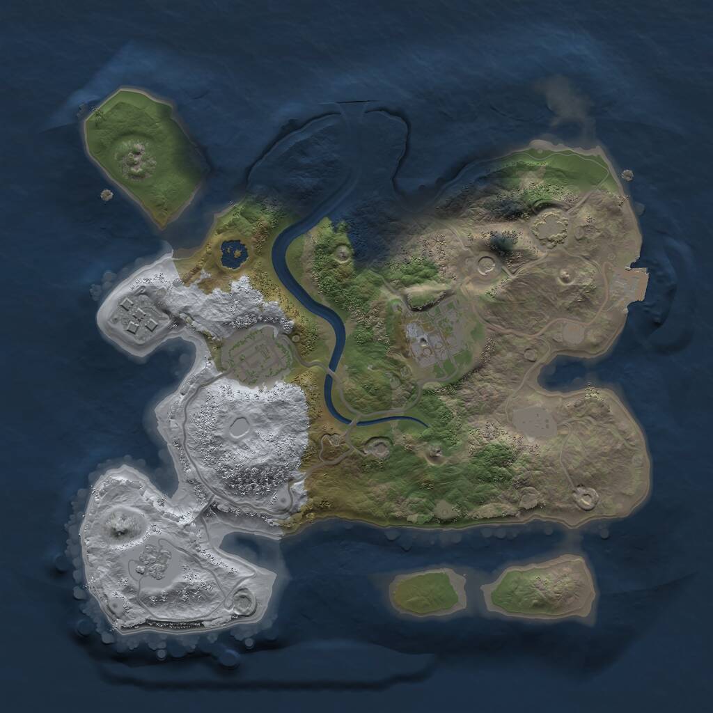 Rust Map: Procedural Map, Size: 2500, Seed: 121315422, 7 Monuments