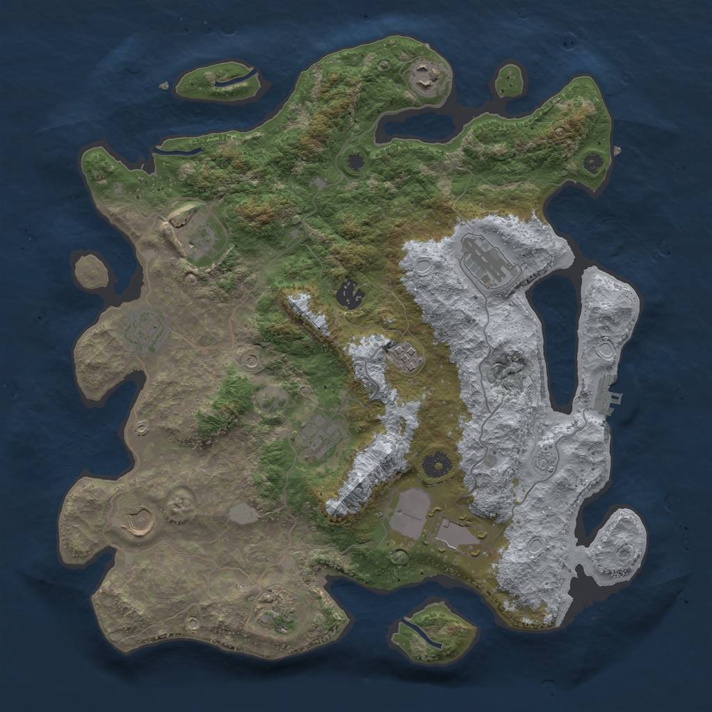 Rust Map: Procedural Map, Size: 3850, Seed: 367936, 16 Monuments