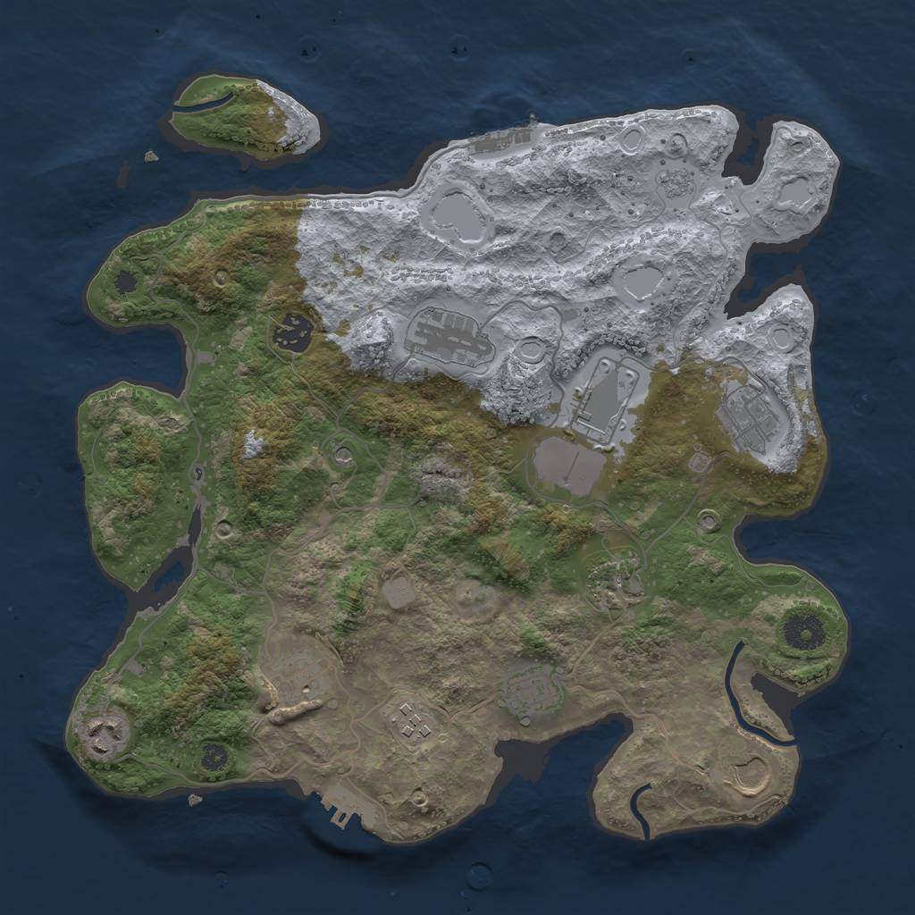 Rust Map: Procedural Map, Size: 3500, Seed: 1206146706, 17 Monuments