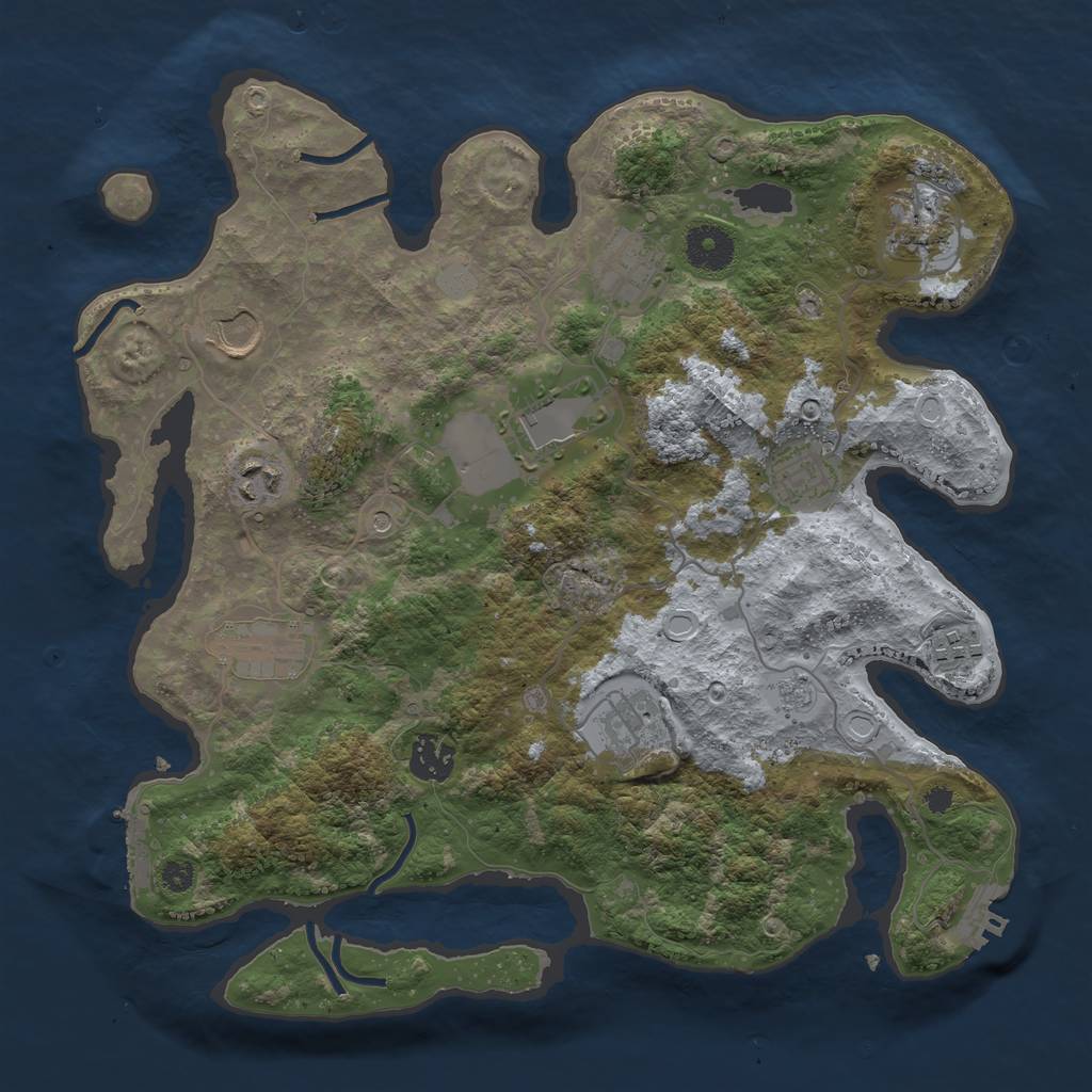 Rust Map: Procedural Map, Size: 3500, Seed: 985942218, 17 Monuments