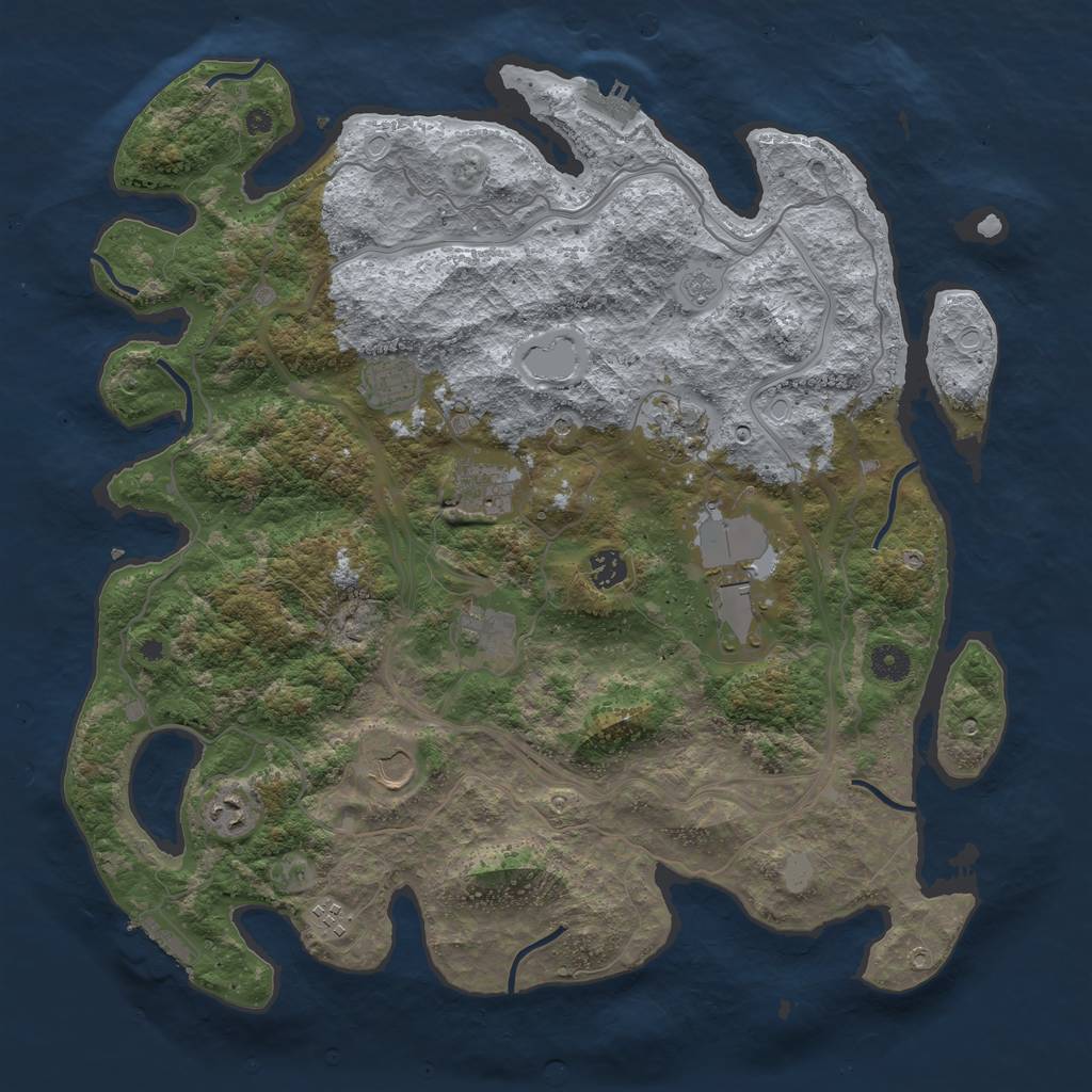 Rust Map: Procedural Map, Size: 4250, Seed: 749682468, 16 Monuments