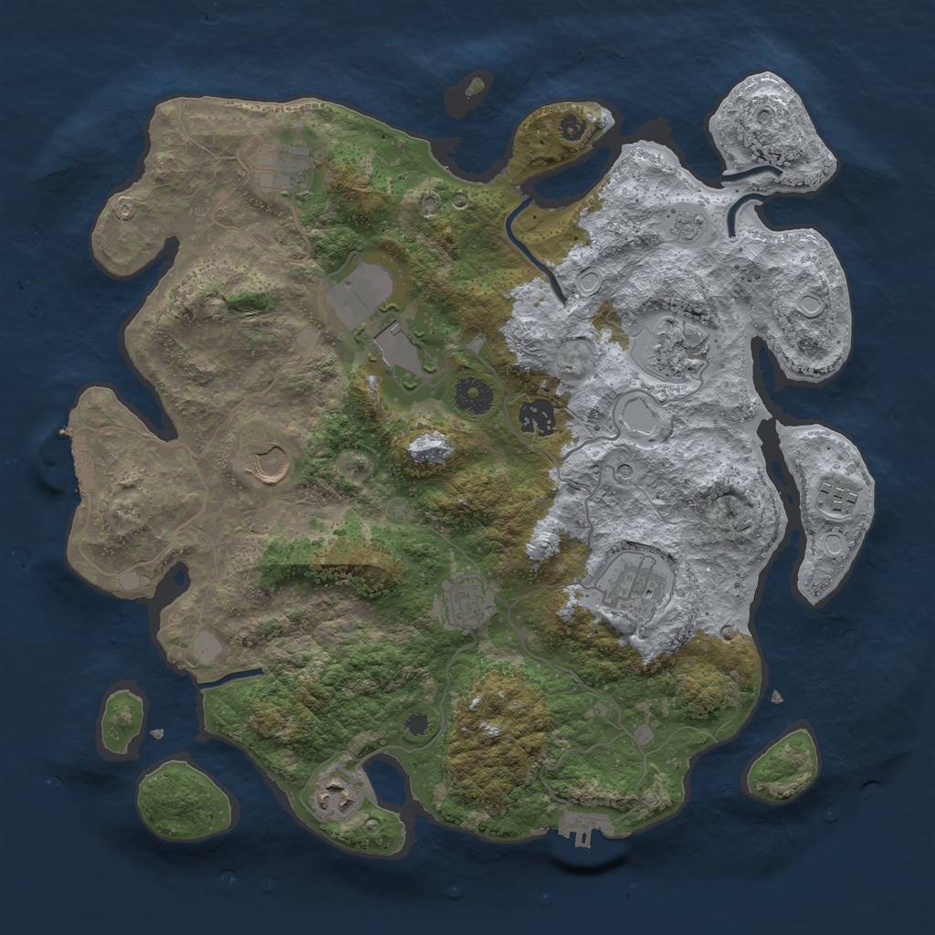 Rust Map: Procedural Map, Size: 3700, Seed: 500001, 16 Monuments