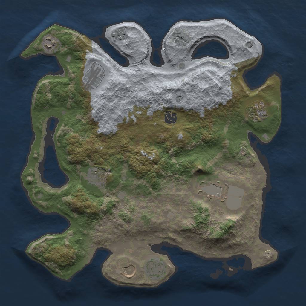 Rust Map: Barren, Size: 3500, Seed: 436137354, 12 Monuments