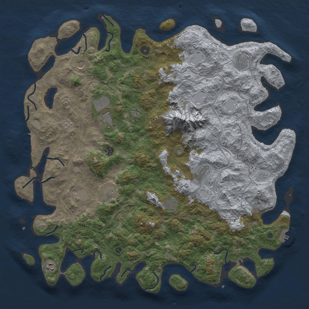 Rust Map: Procedural Map, Size: 5000, Seed: 648405, 18 Monuments