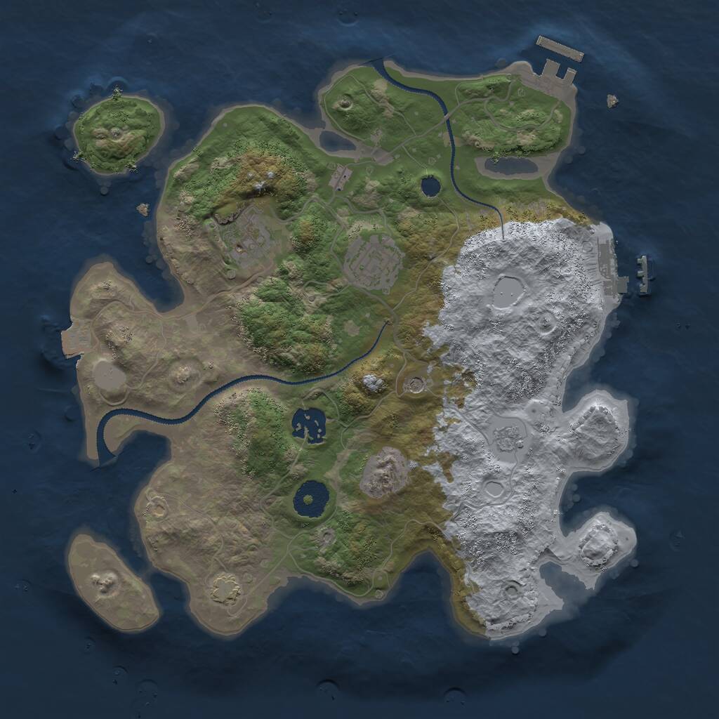 Rust Map: Procedural Map, Size: 3000, Seed: 2072411917, 9 Monuments