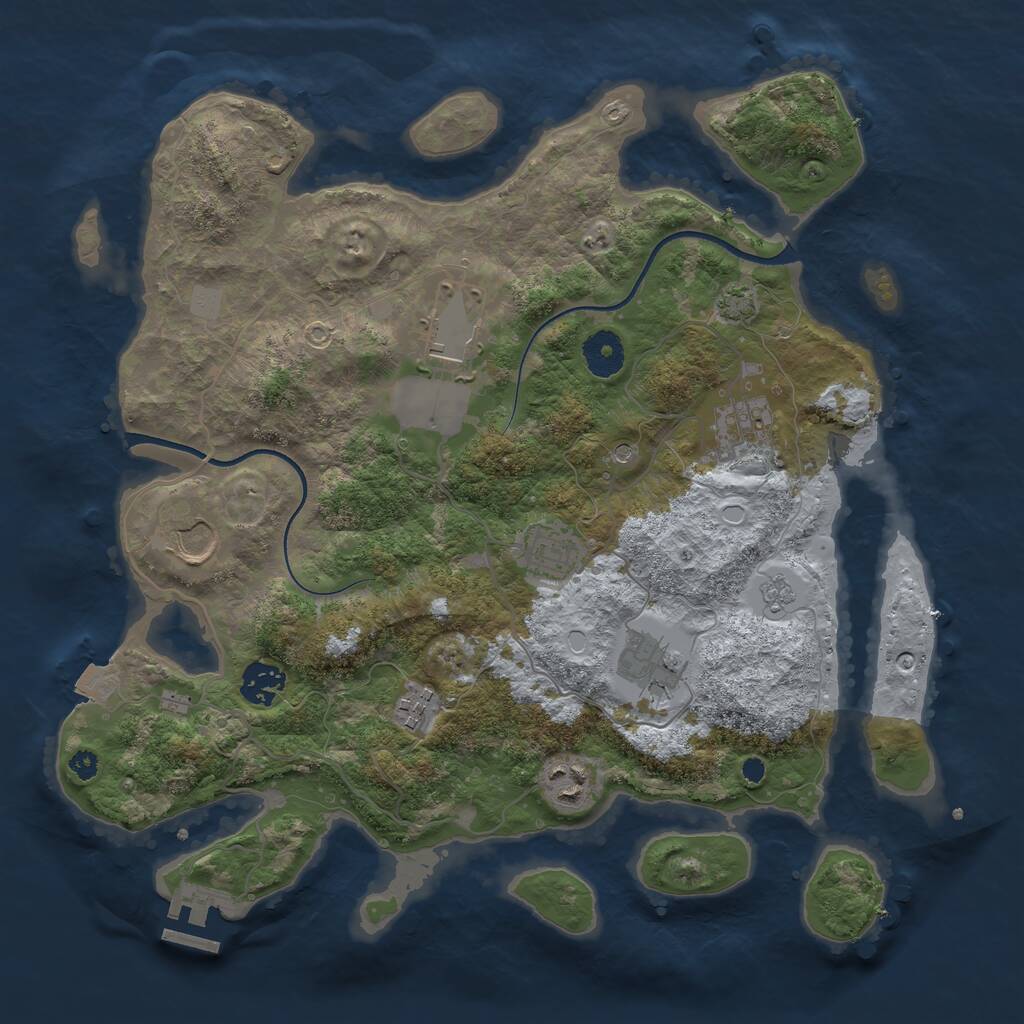 Rust Map: Procedural Map, Size: 3550, Seed: 132770862, 13 Monuments