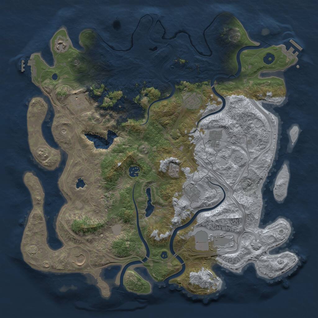 Rust Map: Procedural Map, Size: 4250, Seed: 741258426, 16 Monuments