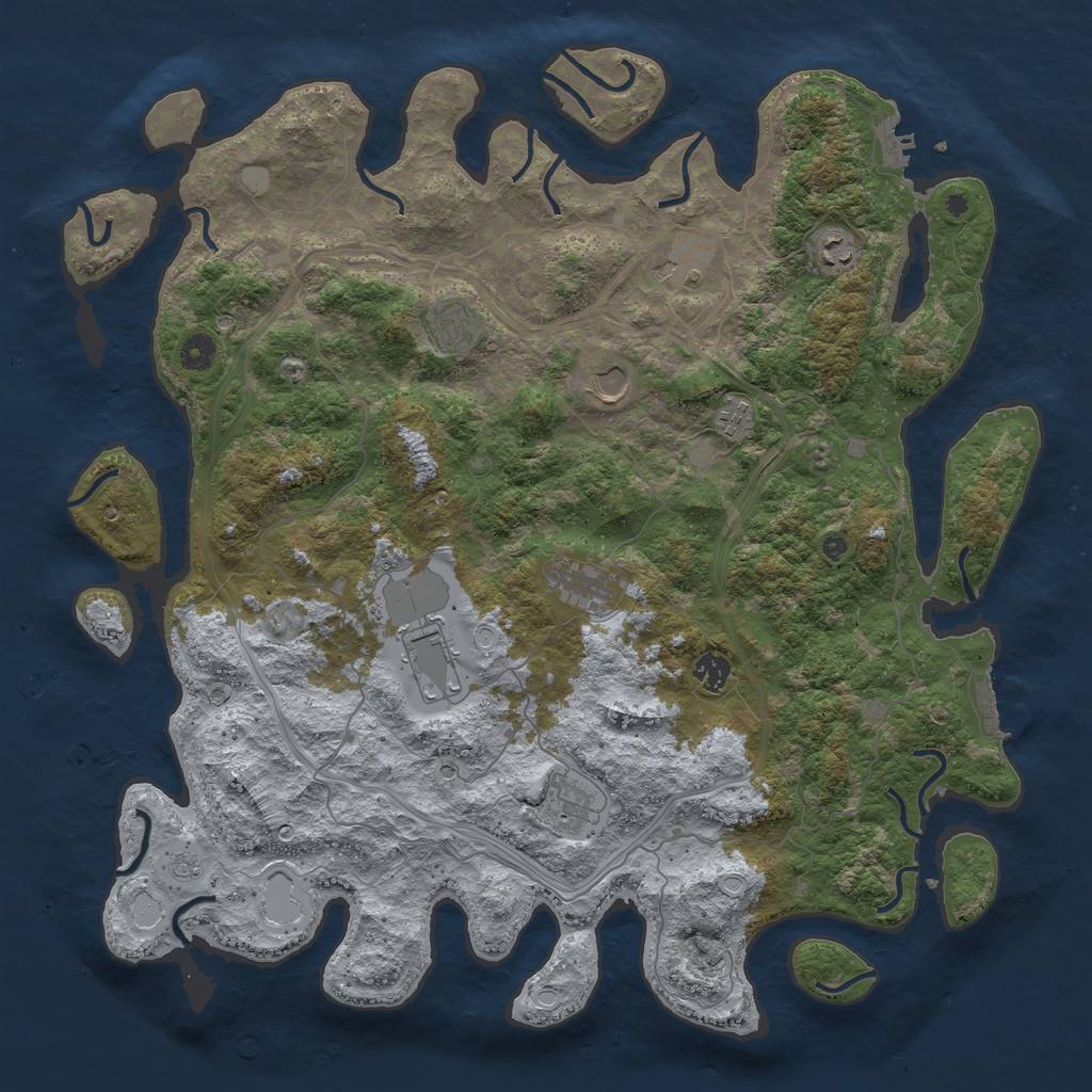 Rust Map: Procedural Map, Size: 4500, Seed: 65844, 16 Monuments