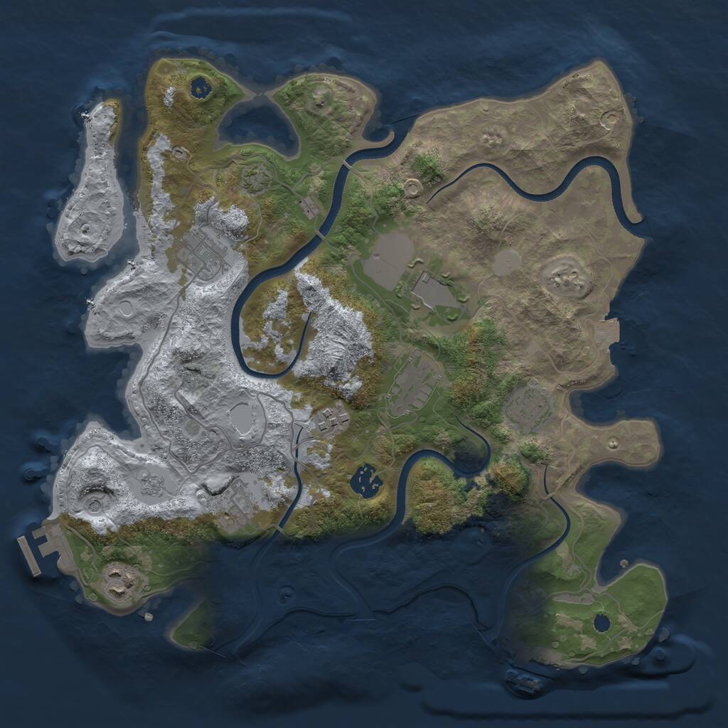 Rust Map: Procedural Map, Size: 3500, Seed: 864092919, 14 Monuments