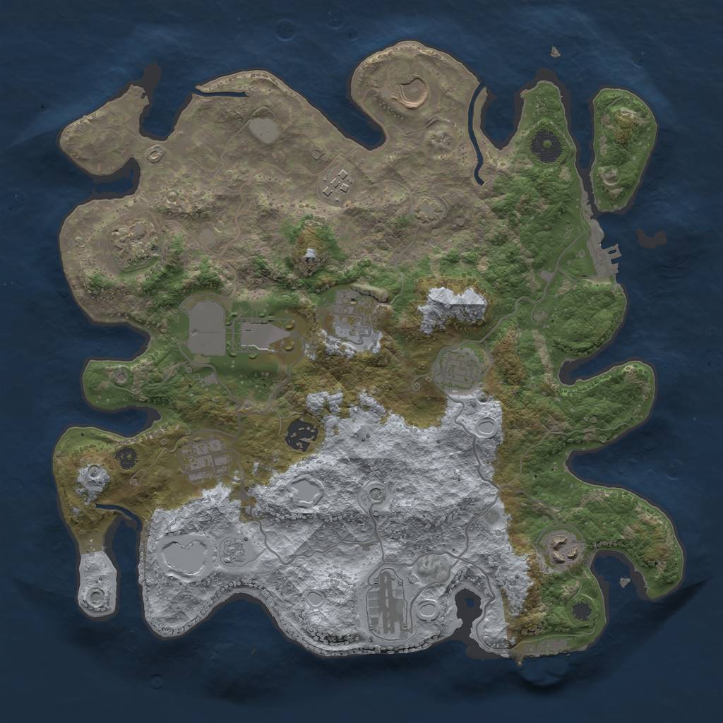 Rust Map: Procedural Map, Size: 3500, Seed: 1037822111, 18 Monuments