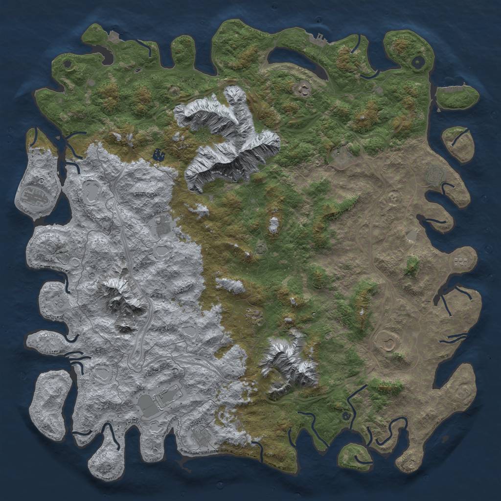 Rust Map: Procedural Map, Size: 6000, Seed: 4201337, 19 Monuments