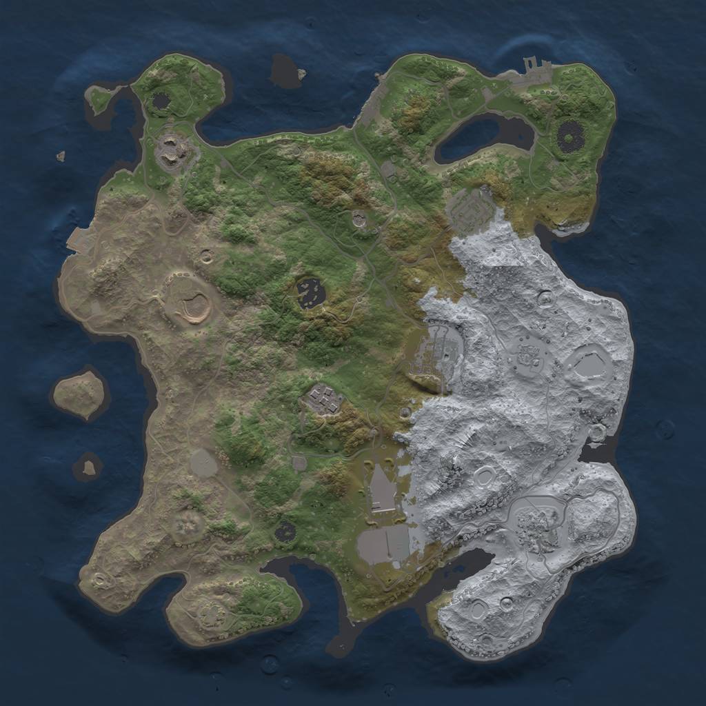 Rust Map: Procedural Map, Size: 3500, Seed: 1870993292, 16 Monuments