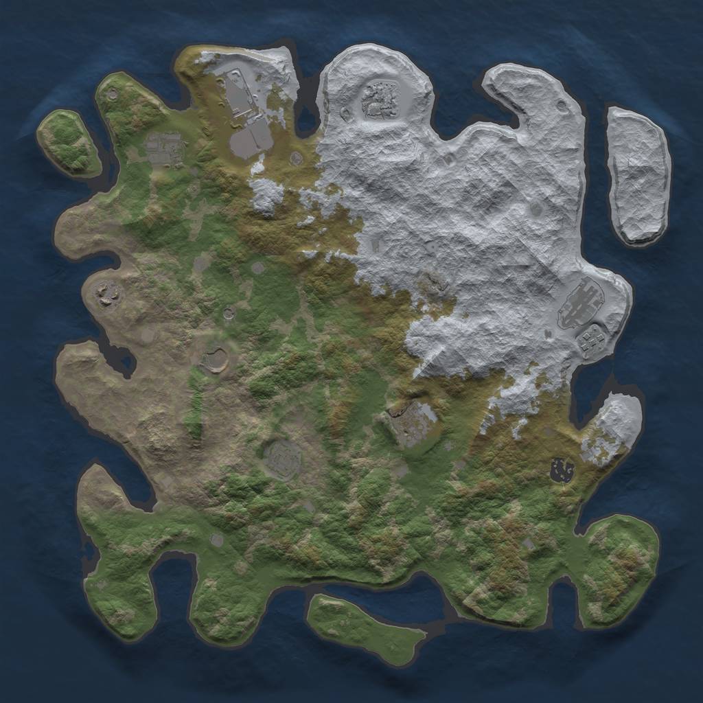 Rust Map: Barren, Size: 4250, Seed: 721894388, 13 Monuments