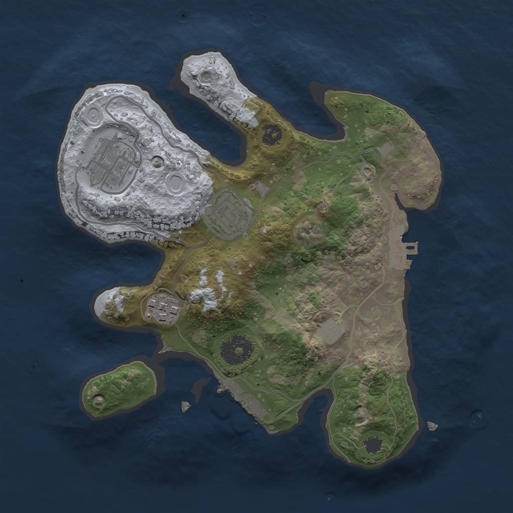 Rust Map: Procedural Map, Size: 2500, Seed: 253290483, 8 Monuments