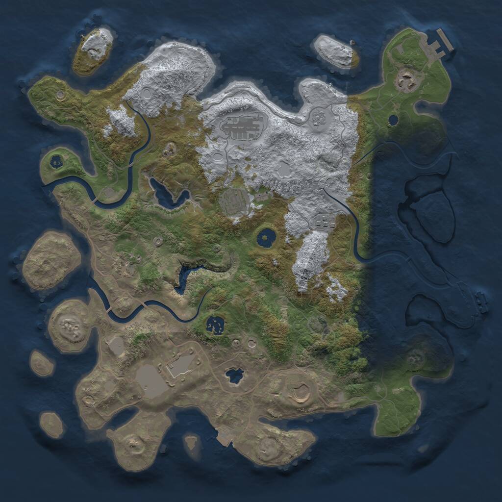 Rust Map: Procedural Map, Size: 4000, Seed: 3535, 14 Monuments