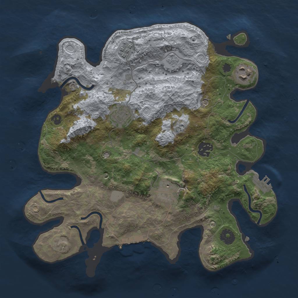 Rust Map: Procedural Map, Size: 3000, Seed: 905600646, 12 Monuments