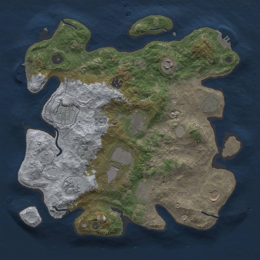 Rust Map: Procedural Map, Size: 3500, Seed: 393050312, 17 Monuments