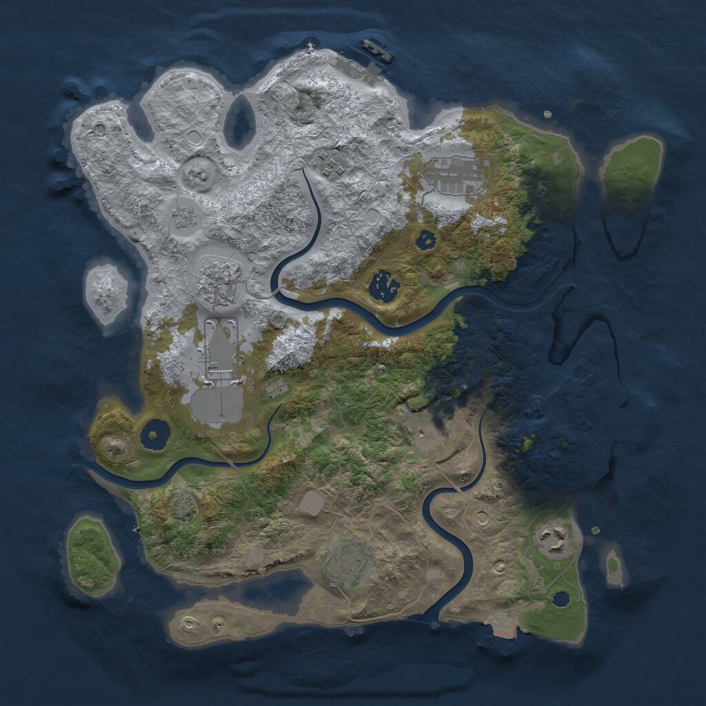Rust Map: Procedural Map, Size: 3500, Seed: 5600321, 14 Monuments