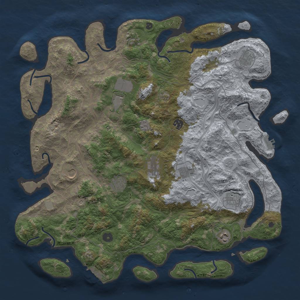 Rust Map: Procedural Map, Size: 4500, Seed: 547847653, 18 Monuments