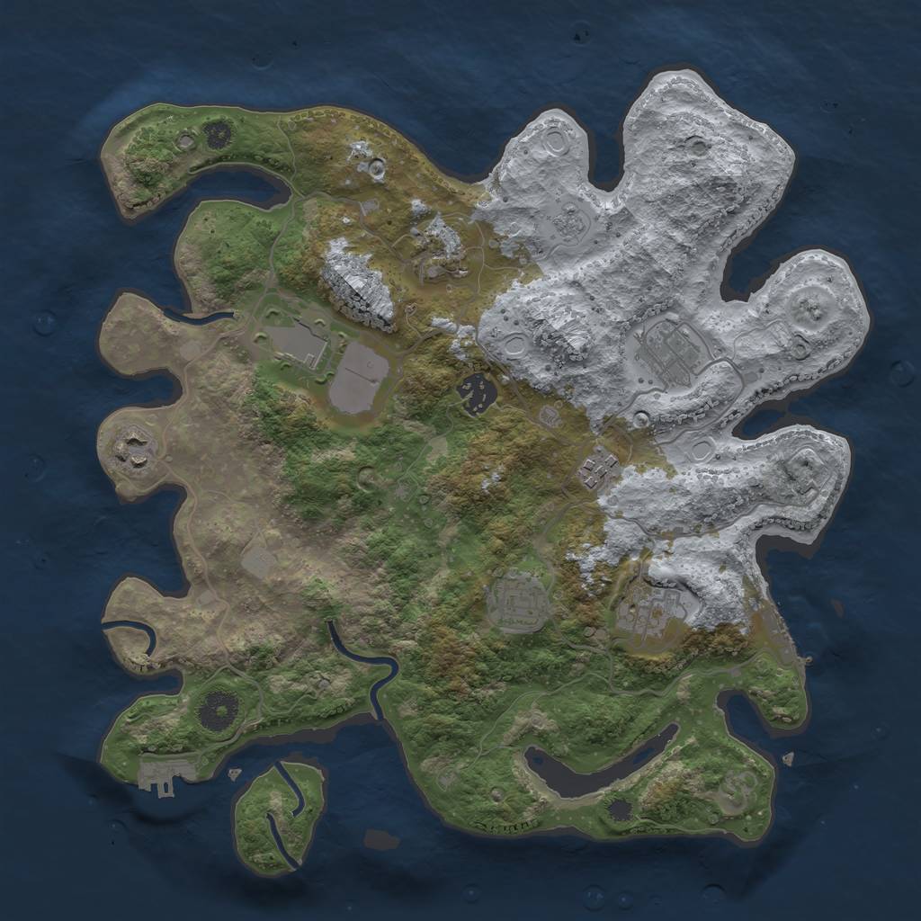 Rust Map: Procedural Map, Size: 3500, Seed: 22451, 14 Monuments