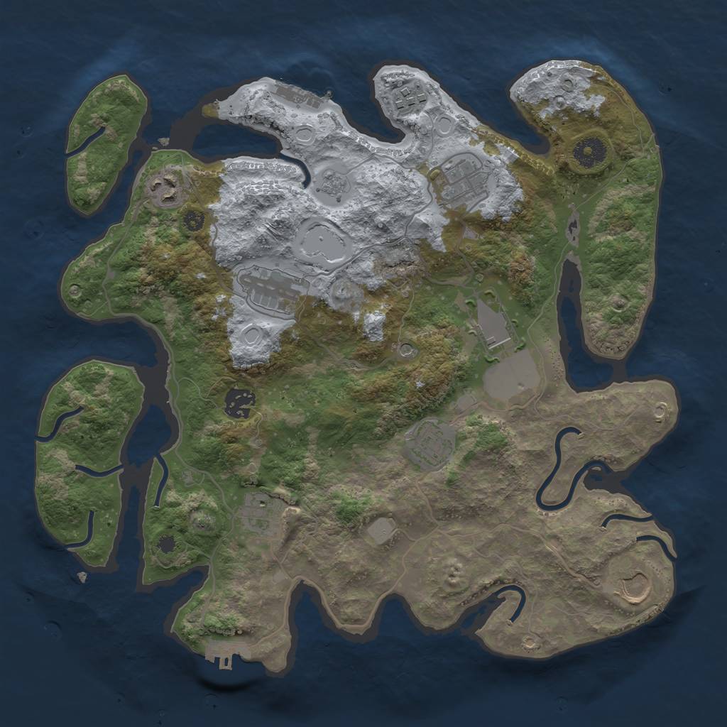 Rust Map: Procedural Map, Size: 3500, Seed: 1151617, 16 Monuments
