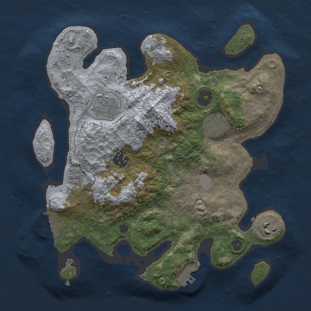 Rust Map: Procedural Map, Size: 3000, Seed: 24825903, 12 Monuments
