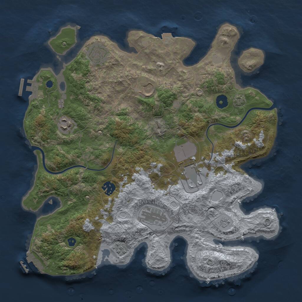 Rust Map: Procedural Map, Size: 3500, Seed: 515350150, 13 Monuments