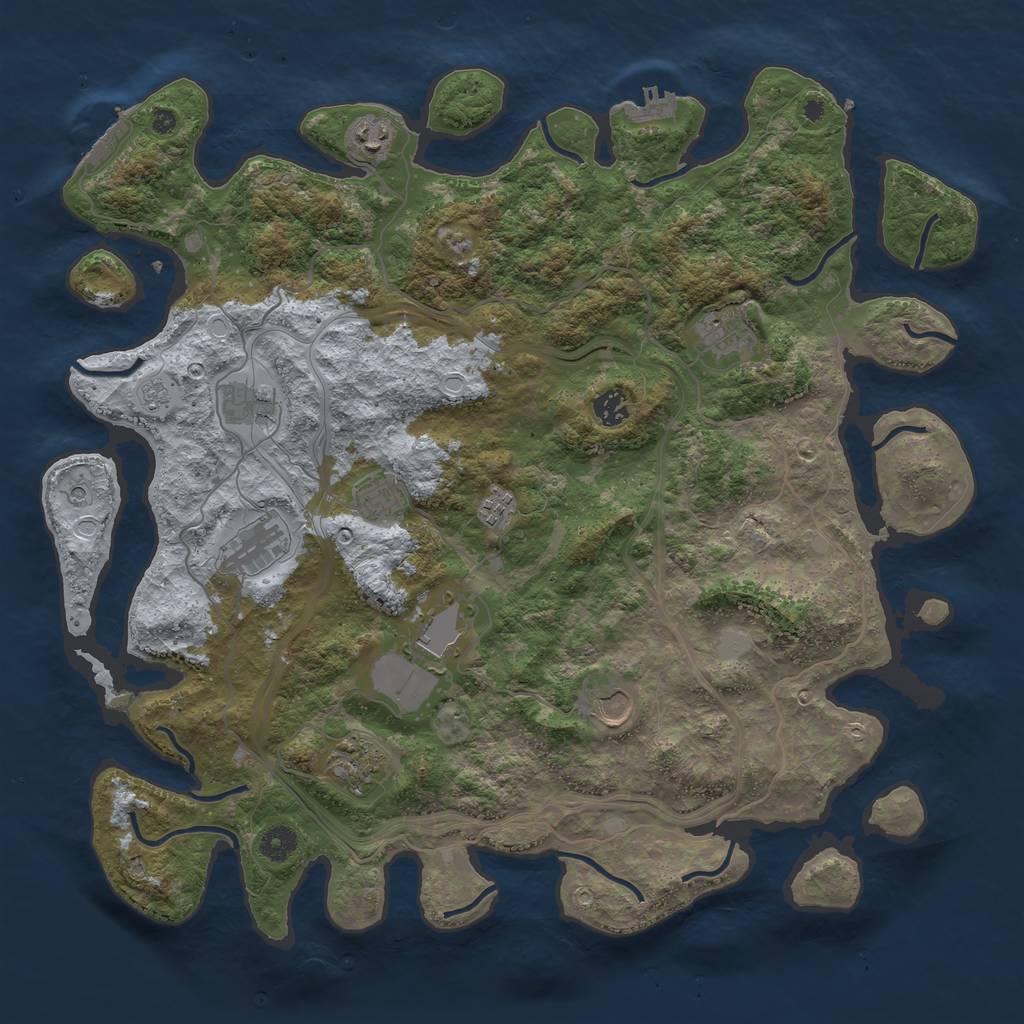 Rust Map: Procedural Map, Size: 4300, Seed: 34879598, 17 Monuments