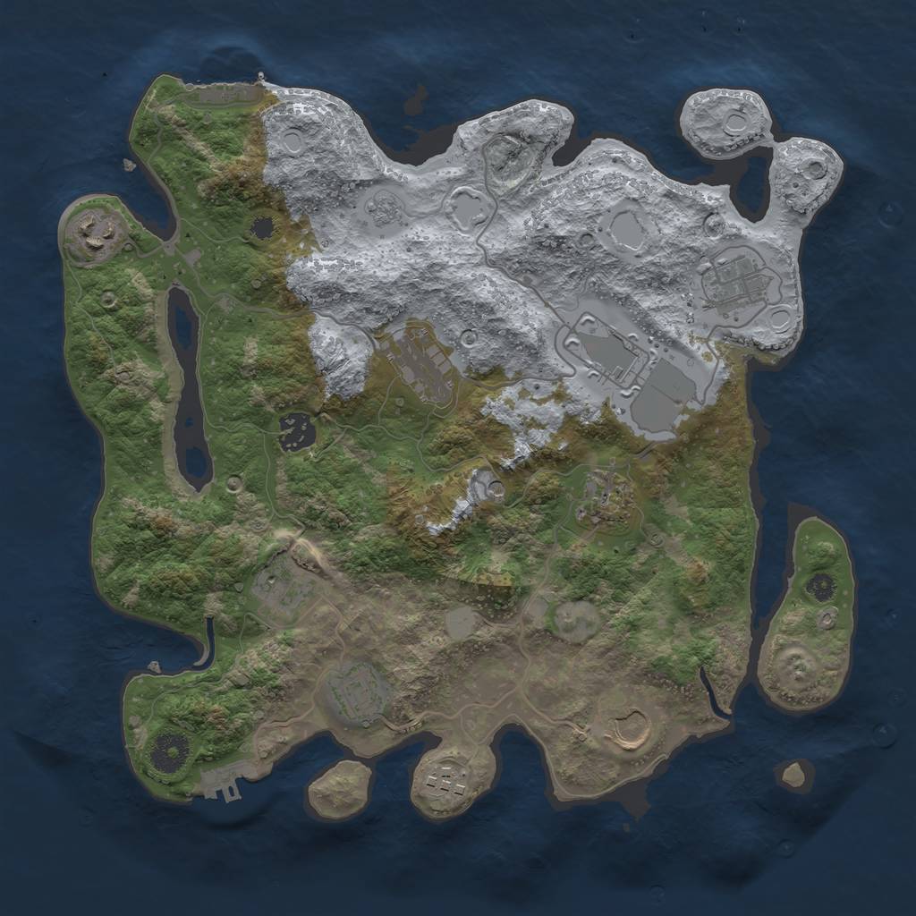 Rust Map: Procedural Map, Size: 3500, Seed: 65078838, 17 Monuments